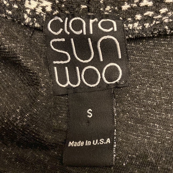 Ciara Sun Woo Black & White Open Front Long Sleeves Cardigan Long Sweater - Picture 3 of 6